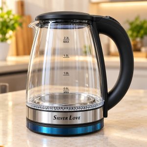 Silver Love 2.3L Glass Electric Kettle